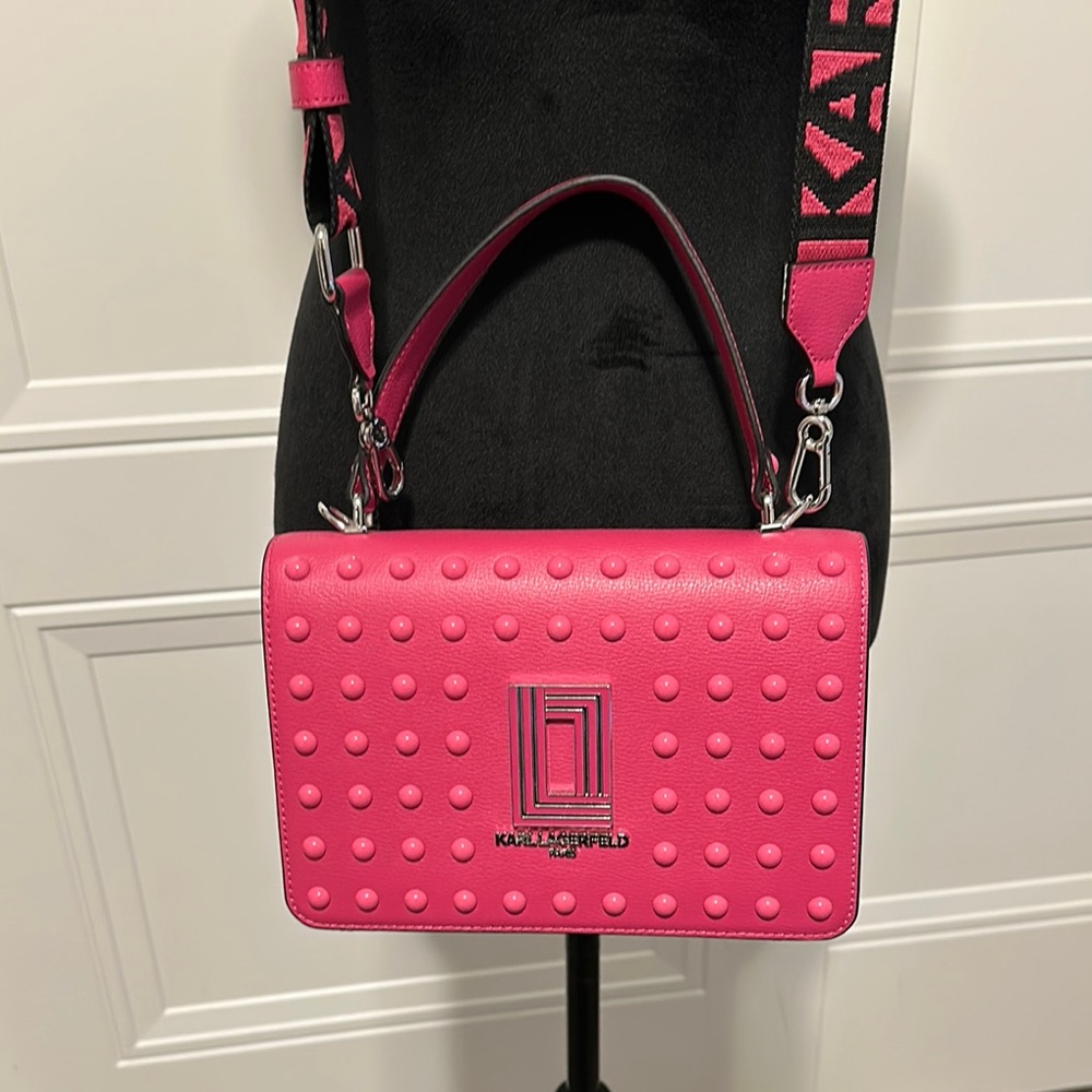 Karl Lagerfeld Pink Studded Crossbody Bag